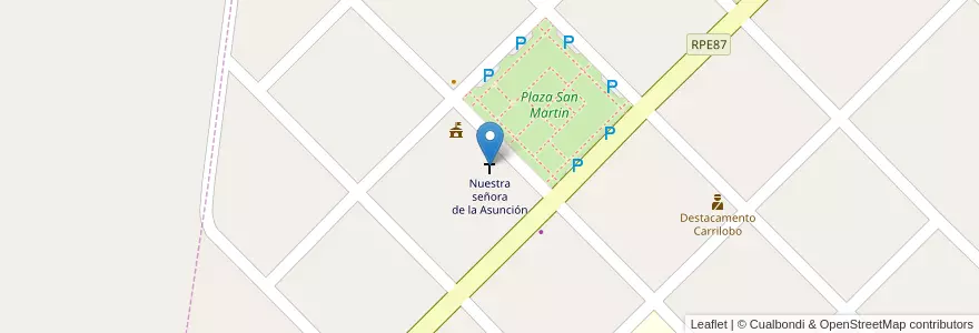 Mapa de ubicacion de Nuestra señora de la Asunción en Аргентина, Кордова, Departamento Río Segundo, Pedanía Calchín.