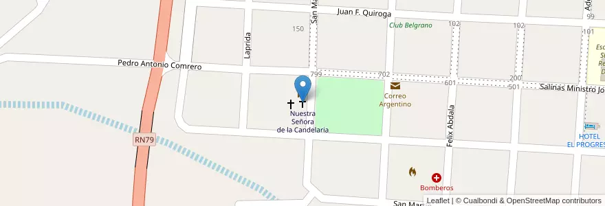 Mapa de ubicacion de Nuestra Señora de la Candelaria en Аргентина, Ла-Риоха, Departamento General Belgrano.