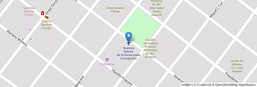 Mapa de ubicacion de Nuestra Señora de la Inmaculada Concepciión en 阿根廷, Chaco, Departamento Doce De Octubre, Municipio De General Pinedo, General Pinedo.