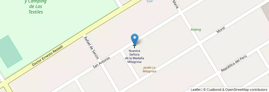 Mapa de ubicacion de Nuestra Señora de la Medalla Milagrosa en 阿根廷, 布宜诺斯艾利斯省, Partido De Esteban Echeverría, 9 De Abril.