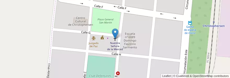 Mapa de ubicacion de Nuestra Señora de la Merced en Argentina, Santa Fe, Departamento General López, Municipio De Christophersen, Christophersen.