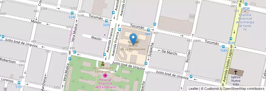 Mapa de ubicacion de Nuestra Señora de La Misericordia en 阿根廷, Santa Fe, Departamento Rosario, Municipio De Rosario, 罗萨里奥.