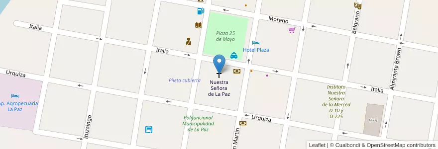 Mapa de ubicacion de Nuestra Señora de La Paz en Argentinien, Provinz Entre Ríos, Departamento La Paz, Distrito Estacas, La Paz.
