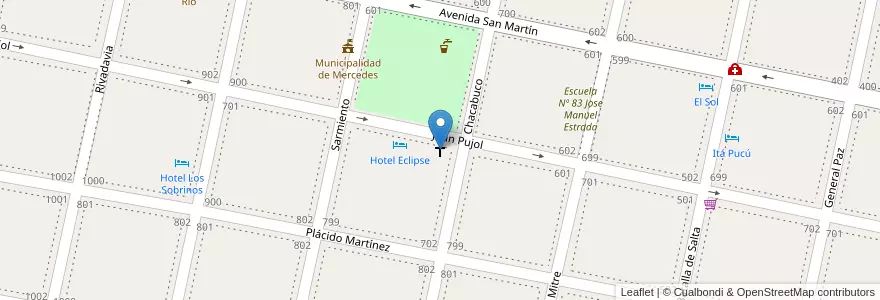 Mapa de ubicacion de Nuestra Señora de las Mercedes en Argentina, Corrientes, Departamento Mercedes, Municipio De Mercedes.