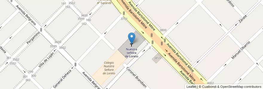 Mapa de ubicacion de Nuestra señora de Loreto en Argentina, Provincia Di Buenos Aires, Partido De Avellaneda, Sarandí.