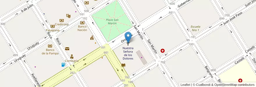 Mapa de ubicacion de Nuestra Señora de los Dolores en Arjantin, Buenos Aires, Partido De Trenque Lauquen, Cuartel Chacras De Trenque Lauquen, Trenque Lauquen.