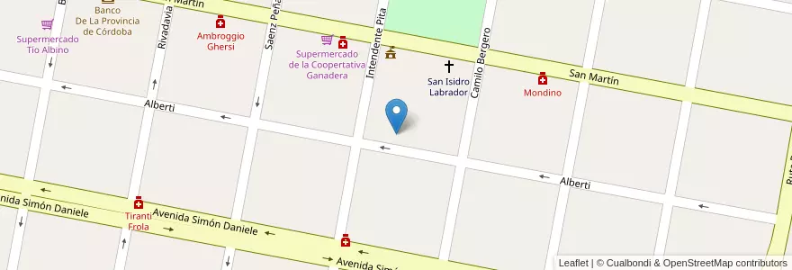 Mapa de ubicacion de Nuestra Señora de Lourdes en Arjantin, Córdoba, Departamento San Justo, Pedanía Libertad, Municipio De Porteña.