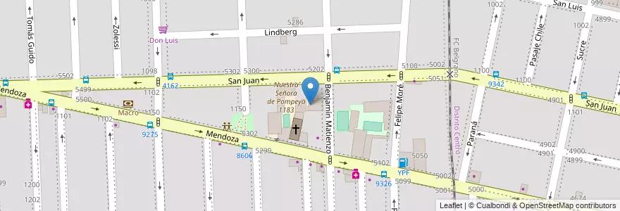 Mapa de ubicacion de Nuestra Señora de Pompeya 1284 en Argentinië, Santa Fe, Departamento Rosario, Municipio De Rosario, Rosario.