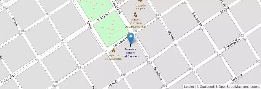 Mapa de ubicacion de Nuestra Señora del Carmen en Arjantin, Santa Fe, Departamento General López, Municipio De Melincué, Melincué.
