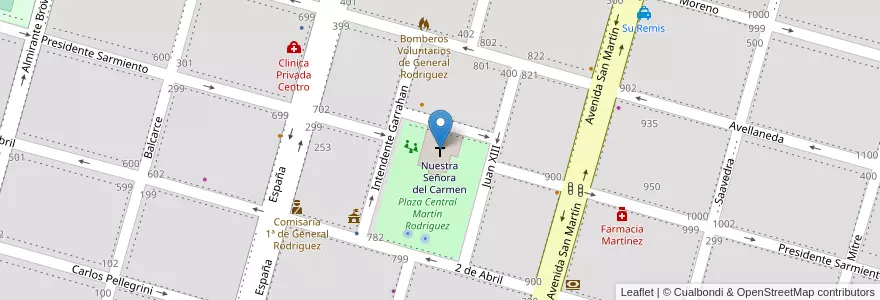 Mapa de ubicacion de Nuestra Señora del Carmen en Argentinië, Buenos Aires, Partido De General Rodríguez.