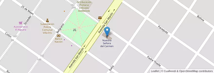Mapa de ubicacion de Nuestra Señora del Carmen en Arjantin, Buenos Aires, Partido De Puan, Villa Iris.