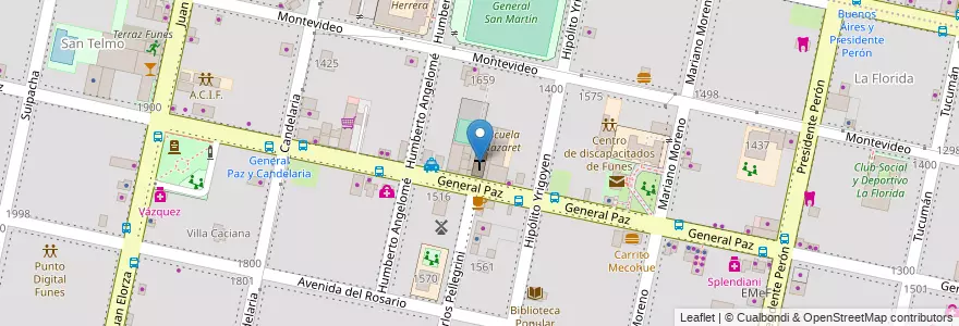 Mapa de ubicacion de Nuestra Señora del Carmen en 阿根廷, Santa Fe, Departamento Rosario, Municipio De Funes, Funes.