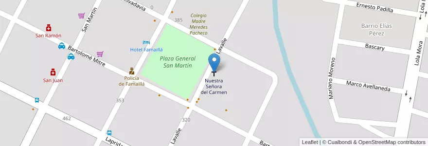 Mapa de ubicacion de Nuestra Señora del Carmen en 阿根廷, Tucumán, Departamento Famaillá, Municipio De Famaillá, Famaillá.