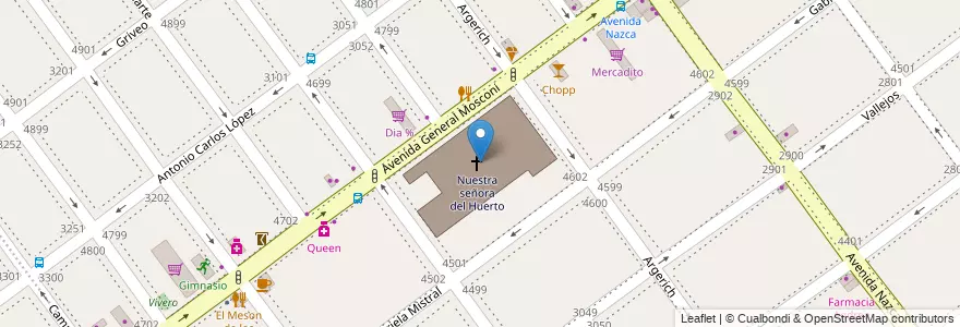 Mapa de ubicacion de Nuestra señora del Huerto, Villa Pueyrredon en الأرجنتين, Ciudad Autónoma De Buenos Aires, Comuna 12, Buenos Aires.
