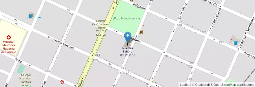 Mapa de ubicacion de Nuestra Señora del Rosario en Arjantin, Salta, Rosario De La Frontera, Municipio De Rosario De La Frontera, Rosario De La Frontera.