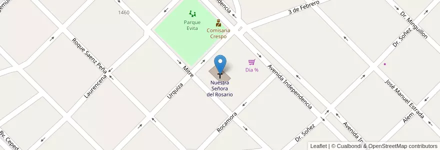Mapa de ubicacion de Nuestra Señora del Rosario en 阿根廷, 恩特雷里奥斯省, Departamento Paraná, Distrito Espinillo, Crespo.