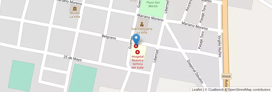 Mapa de ubicacion de Nuestra Señora del Valle en Arjantin, Salta, La Viña, Municipio De La Viña, La Viña.
