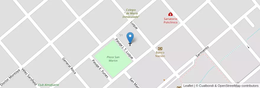 Mapa de ubicacion de Nuestra Sra del Rosario en الأرجنتين, Córdoba, Departamento San Justo, Pedanía Sacanta, Municipio De Las Varillas, Las Varillas.