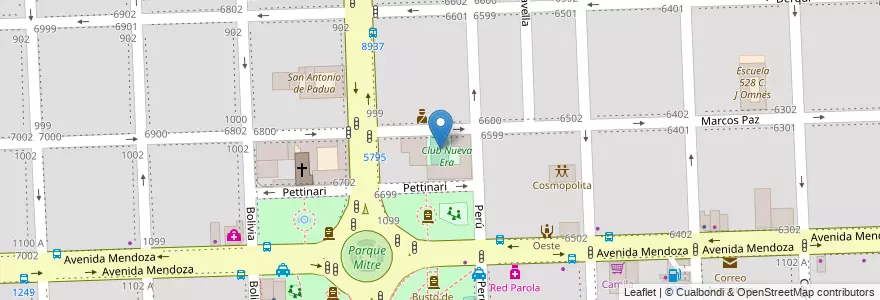 Mapa de ubicacion de Nueva Era Club en Argentinien, Santa Fe, Departamento Rosario, Municipio De Rosario, Rosario.