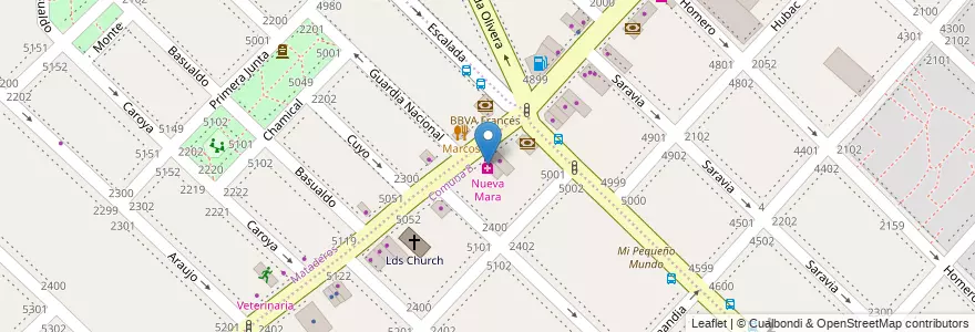 Mapa de ubicacion de Nueva Mara, Villa Lugano en Аргентина, Буэнос-Айрес, Comuna 9, Буэнос-Айрес.