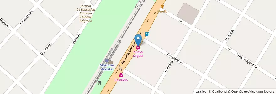 Mapa de ubicacion de Nueva Miguel en Arjantin, Buenos Aires, Partido De Merlo, Mariano Acosta.