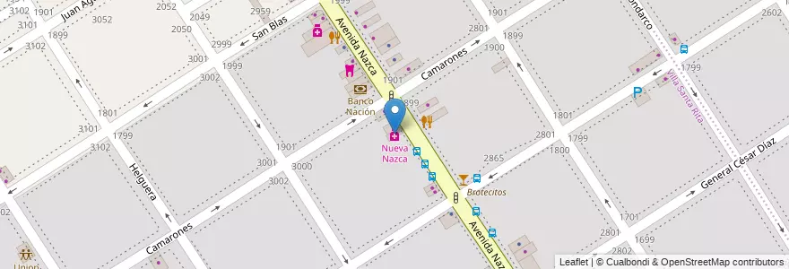 Mapa de ubicacion de Nueva Nazca, Villa Santa Rita en الأرجنتين, Ciudad Autónoma De Buenos Aires, Buenos Aires, Comuna 11.