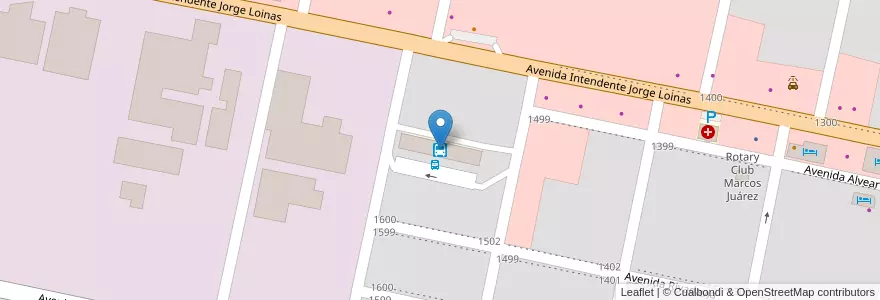 Mapa de ubicacion de Nueva Terminal de Omnibus en Аргентина, Кордова, Departamento Marcos Juárez, Pedanía Espinillos, Municipio De Marcos Juárez.