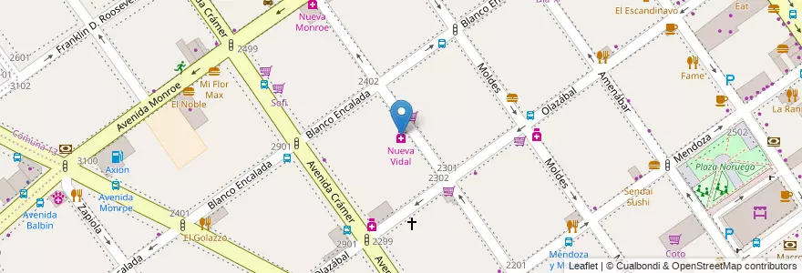 Mapa de ubicacion de Nueva Vidal, Belgrano en الأرجنتين, Ciudad Autónoma De Buenos Aires, Buenos Aires, Comuna 13.