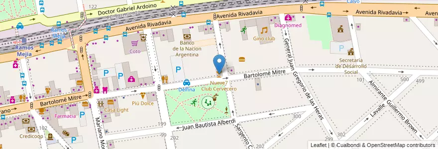 Mapa de ubicacion de Nueve7 Club Cervecero en 阿根廷, 布宜诺斯艾利斯省, Partido De La Matanza, Ramos Mejía.