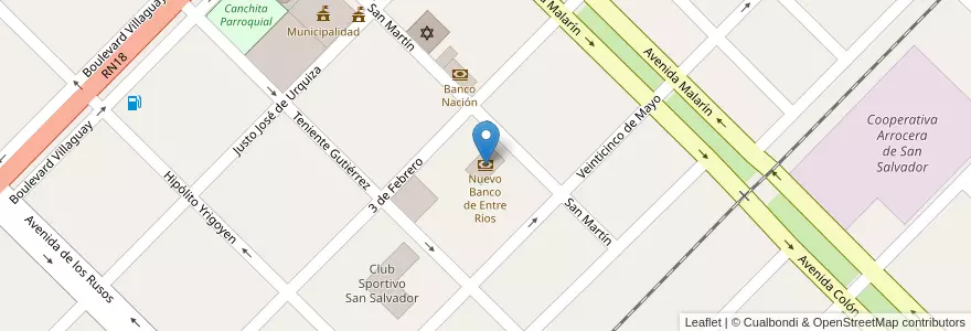 Mapa de ubicacion de Nuevo Banco de Entre Ríos en Аргентина, Междуречье, Departamento San Salvador, Distrito Arroyo Grande, San Salvador.