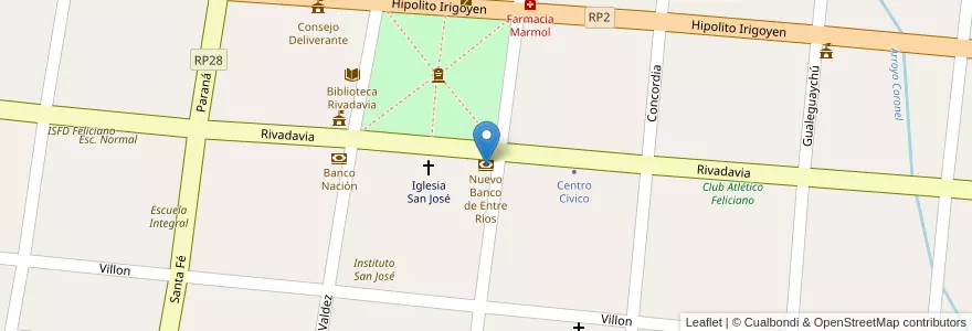 Mapa de ubicacion de Nuevo Banco de Entre Ríos en آرژانتین, استان انتره ریوس, Departamento Feliciano, Distrito Basualdo, San José De Feliciano.