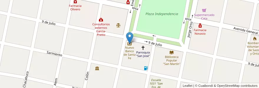 Mapa de ubicacion de Nuevo Banco de Santa Fe en الأرجنتين, سانتا في, Departamento San Martín, Municipio De Sastre.