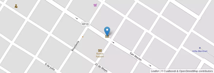 Mapa de ubicacion de Nuevo Banco del Chaco en Argentina, Chaco, Departamento San Lorenzo, Municipio De Villa Berthet.