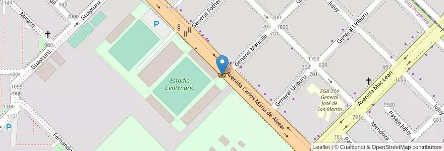 Mapa de ubicacion de Nuevo Banco del Chaco en 아르헨티나, Chaco, Departamento San Fernando, Resistencia, Resistencia.