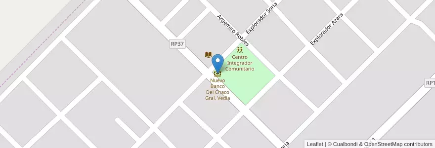 Mapa de ubicacion de Nuevo Banco Del Chaco Gral. Vedia en Arjantin, Chaco, Departamento Bermejo, Municipio De General Vedia, General Vedia.