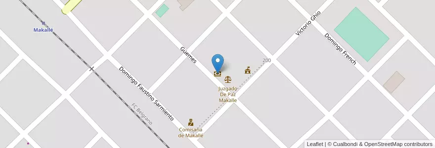 Mapa de ubicacion de Nuevo Banco Del Chaco Makalle en 아르헨티나, Chaco, Departamento General Dónovan, Municipio De Makallé, Makallé.
