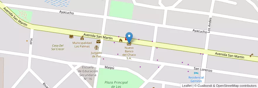 Mapa de ubicacion de Nuevo Banco del Chaco S.A. en 아르헨티나, Chaco, Departamento Bermejo, La Leonesa - Las Palmas, Municipio De Las Palmas.