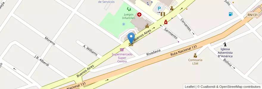 Mapa de ubicacion de Nuevo Banco Entre Ríos en Argentinien, Provinz Entre Ríos, Departamento Diamante, Libertador San Martín, Distrito Palmar.
