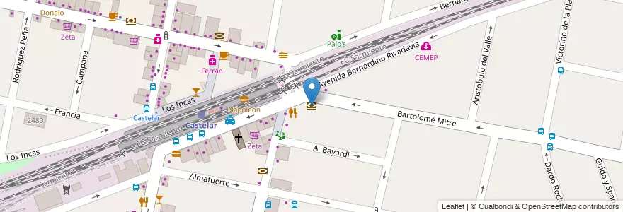 Mapa de ubicacion de Nuevo Banco Industrial de Azul en Argentinië, Buenos Aires, Partido De Morón, Castelar.