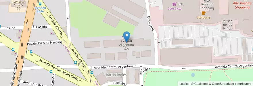 Mapa de ubicacion de Nuevo Central Argentino S.A en Аргентина, Санта-Фе, Departamento Rosario, Municipio De Rosario, Росарио.