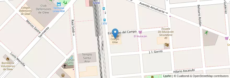 Mapa de ubicacion de Nuevo Colegio Glew en آرژانتین, استان بوئنوس آیرس, Partido De Almirante Brown, Glew.