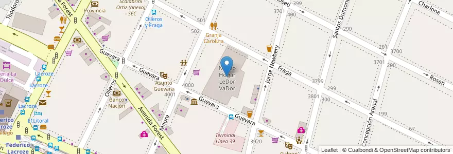 Mapa de ubicacion de Nuevo Hogar LeDor VaDor, Chacarita en アルゼンチン, Ciudad Autónoma De Buenos Aires, ブエノスアイレス, Comuna 15.