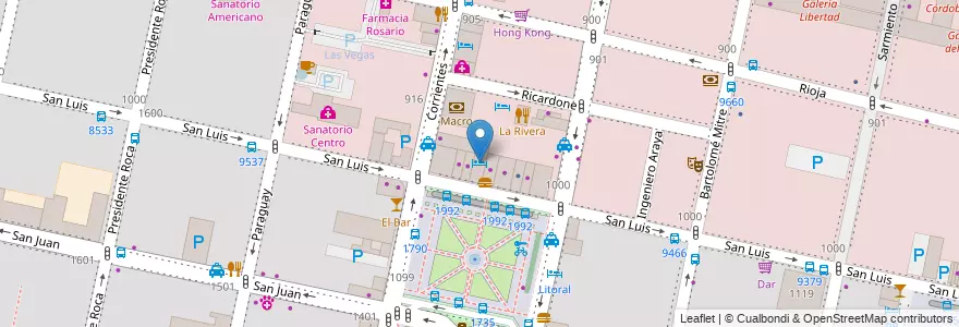 Mapa de ubicacion de Nuevo Hotel Europeo en Argentina, Santa Fe, Departamento Rosario, Municipio De Rosario, Rosário.