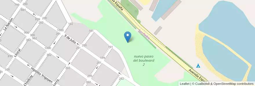 Mapa de ubicacion de nuevo paseo del boulevard 2 en Argentina, Buenos Aires, Partido De San Pedro.