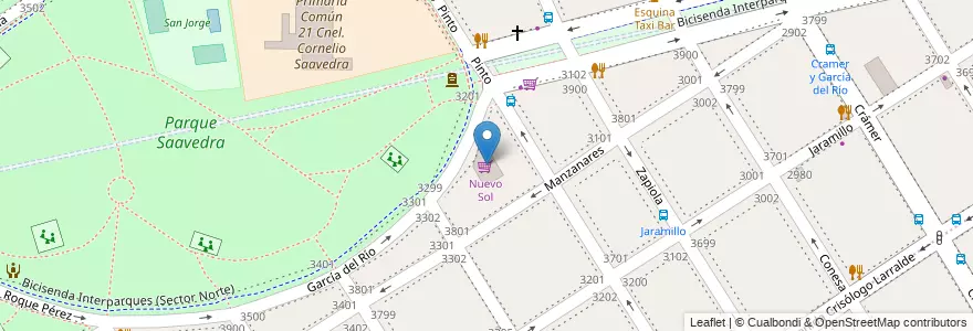 Mapa de ubicacion de Nuevo Sol, Saavedra en アルゼンチン, Ciudad Autónoma De Buenos Aires, Comuna 12, ブエノスアイレス.