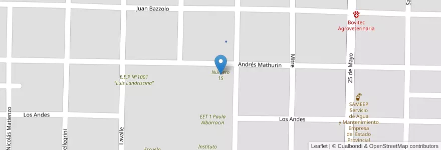 Mapa de ubicacion de Número 15 en アルゼンチン, チャコ州, Departamento Mayor Luis Jorge Fontana, Municipio De Villa Ángela, Villa Ángela.