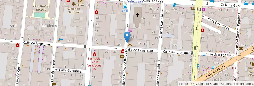Mapa de ubicacion de NUÑEZ DE BALBOA, CALLE, DE,20 en إسبانيا, منطقة مدريد, منطقة مدريد, Área Metropolitana De Madrid Y Corredor Del Henares, مدريد.