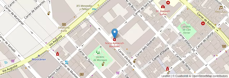 Mapa de ubicacion de Núria Aymerich Bardolet en España, Catalunya, Barcelona, Barcelonès, Barcelona.