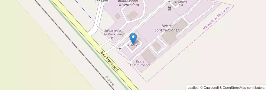 Mapa de ubicacion de NutriHer en Arjantin, Córdoba, Departamento Tercero Arriba, Pedanía Punta Del Agua, Municipio De Hernando.