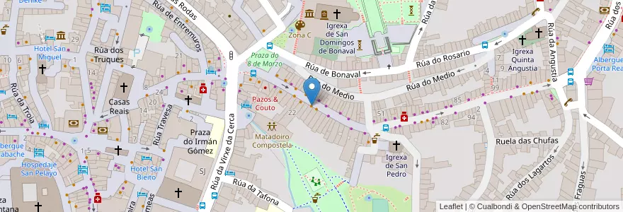 Mapa de ubicacion de O Afiador en Испания, Галисия, А-Корунья, Santiago, Santiago De Compostela.